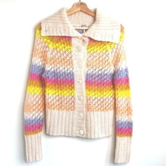 Free People Sweaters - Free People Rainbow Stripe Pastel Mohair Cardigan